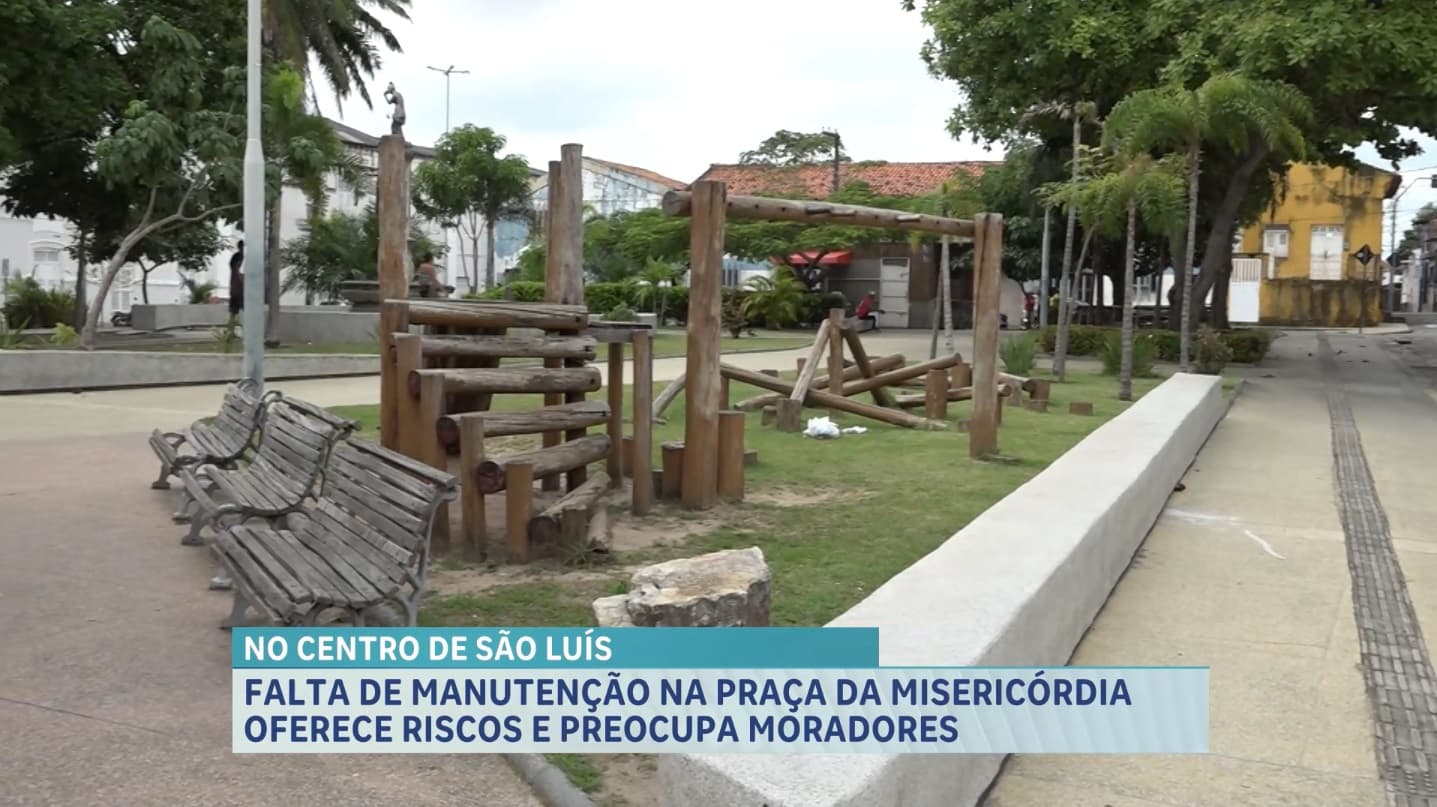 Praça da Misericórdia sofre com falta de manutenção; Prefeitura afirma que irá averiguar o caso