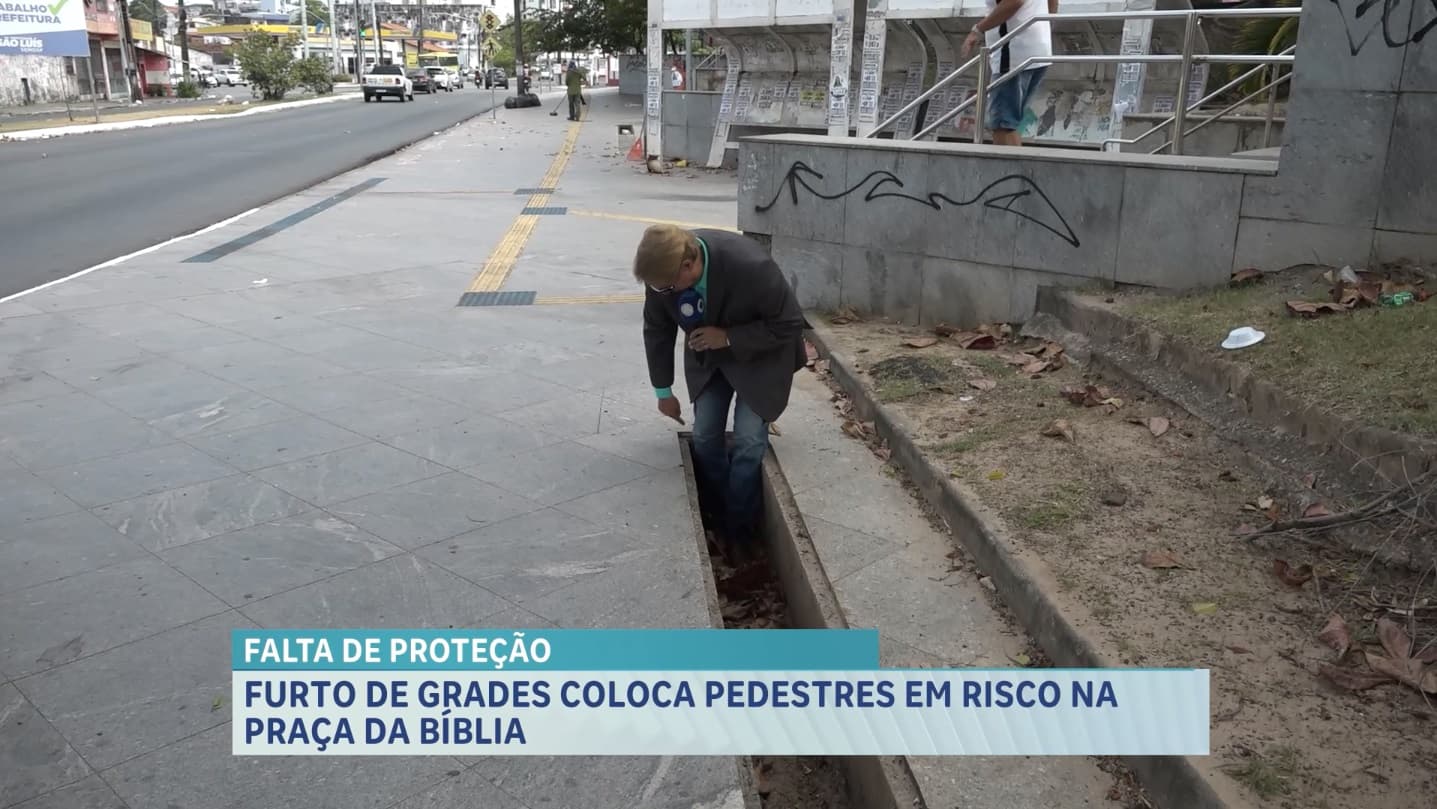 Grades furtadas na Praça da Bíblia preocupam em pedestres; PMMA informa policiamento na região