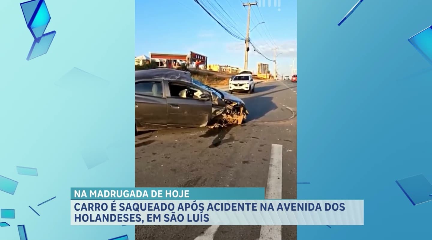 Motorista capota carro na Av. dos Holandeses e tem pertences saqueados após acidente
