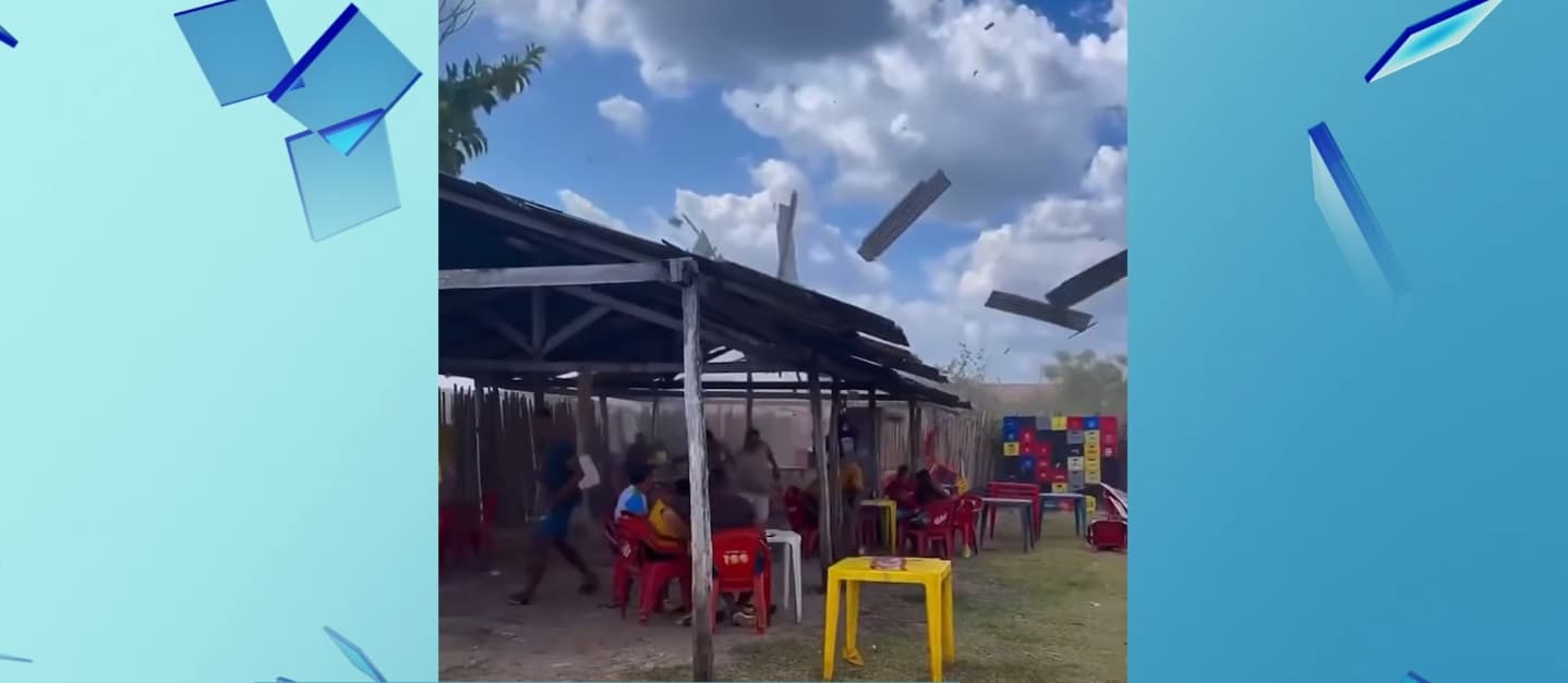 Ventania forte arranca telhado de estrutura em São Mateus do Maranhão