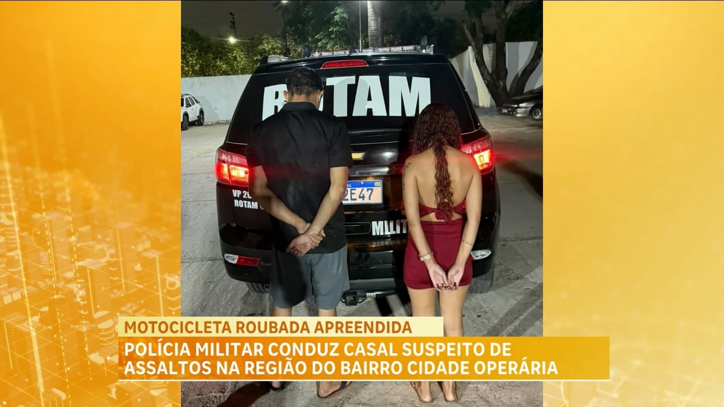 Casal é preso na Cidade Operária com moto roubada e celulares