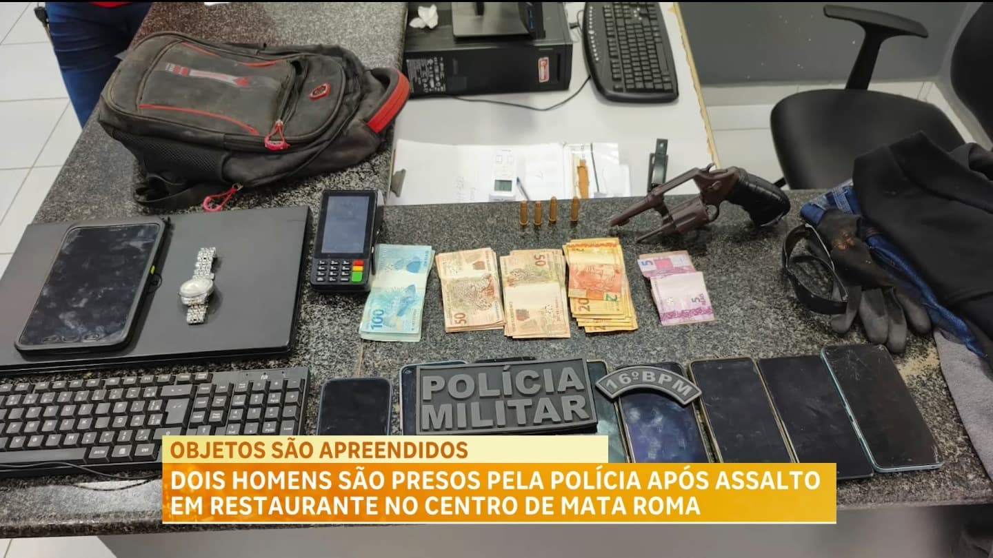 Dois homens são presos em flagrante após assalto a restaurante em Mata Roma
