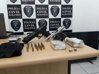 PolÃcia Civil apreende arma de fogo, munições e droga em Timon