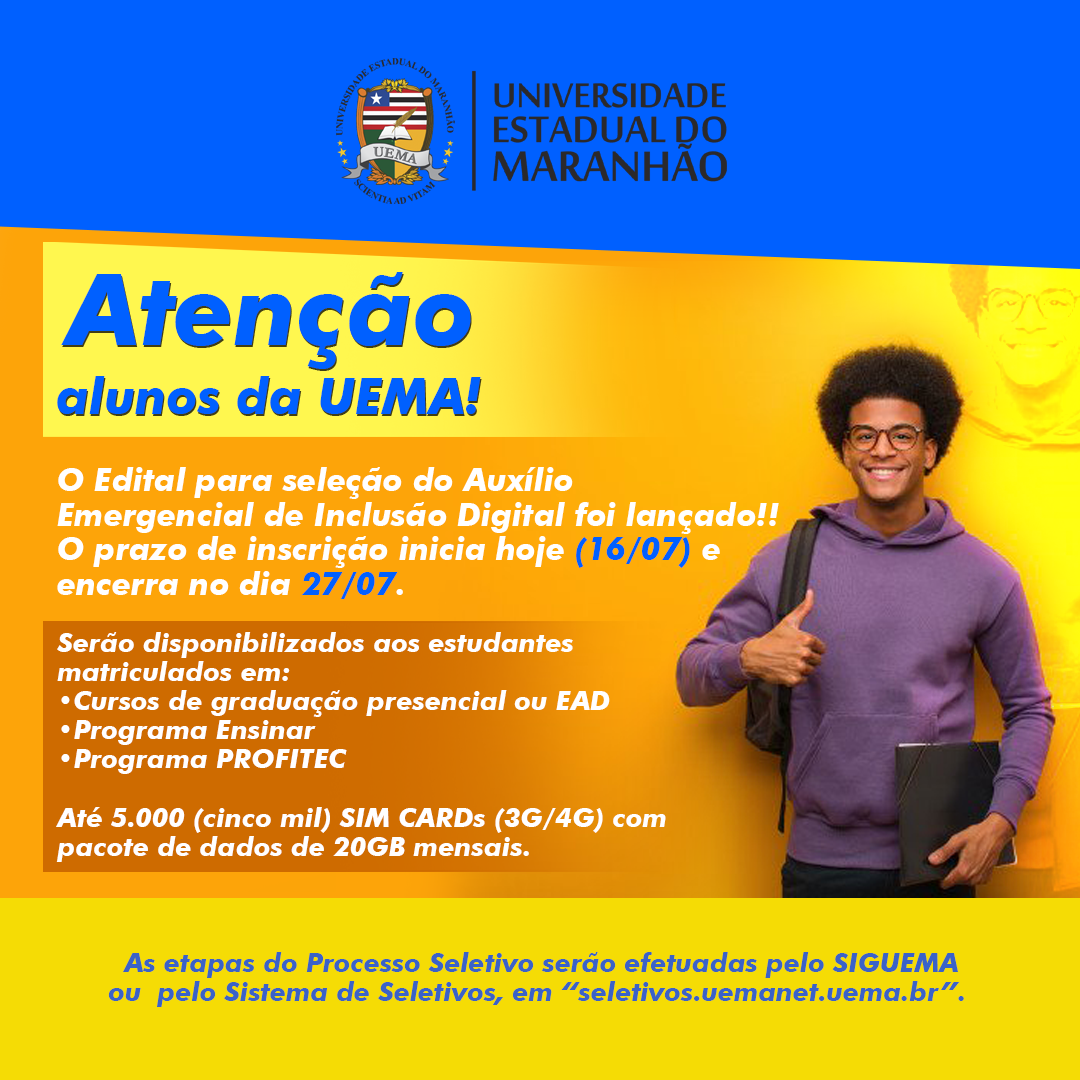 UEMA lança o Auxílio Emergencial de Inclusão Digital e garante acesso de alunos à internet