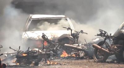 Incêndio atinge depósito de veículos apreendidos da polícia no MA
