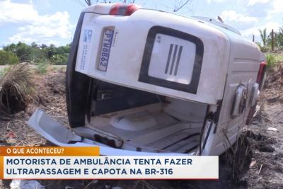 Bacabal: ambulância de Alto Alegre capota na BR-316