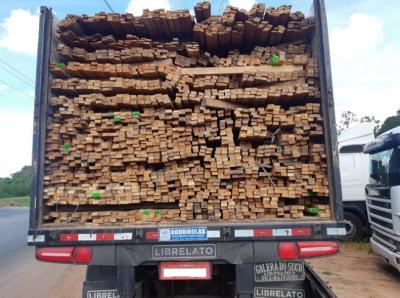 PRF aprende carga com madeira ilegal em Santa Inês