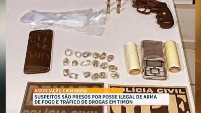 Suspeitos são presos por tráfico de drogas e posse ilegal de arma de fogo em Timon