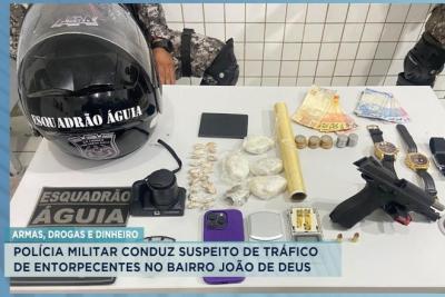 PM conduz suspeito de tráfico de drogas no bairro João de Deus