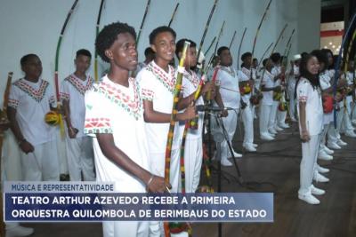 Arthur Azevedo recebe a 1ª Orquestra Quilombola de Berimbaus do Maranhão