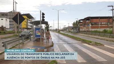 Usuários reclamam de ausência de pontos de ônibus na MA-203