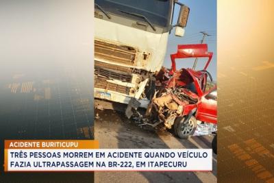 Colisão frontal deixa três mortos na BR-222, em Buriticupu