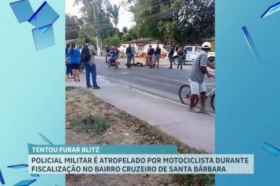 PM é atropelado por motociclista em blitz no Cruzeiro de Santa Bárbara