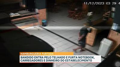 Homem entra pelo telhado e furta notebook, carregadores e dinheiro de hamburgueria na Cidade Operária