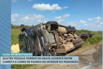 Vitória do Mearim: quatro pessoas morrem em grave acidente na BR-222