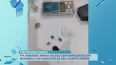 PM conduz suspeitos de tráfico de drogas em São Vicente de Ferrer