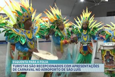 Carnaval 2024: visitantes são recebidos por grupos culturais no aeroporto de São Luís