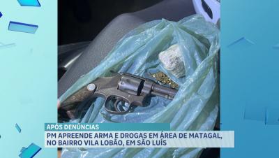 Polícia apreende arma de fogo e drogas em matagal na Vila Lobão, em São Luís