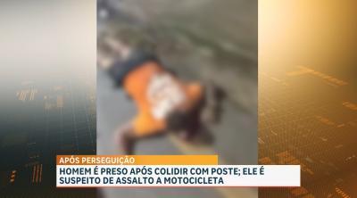 Homem tenta fugir da PM e colide com poste; ele é suspeito de assalto na Grande Ilha