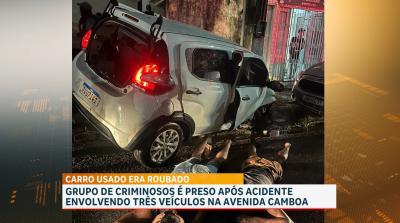 Após perseguição e acidente na Av. Camboa, Polícia recupera carro roubado em SL