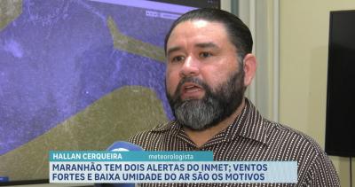 Alerta do Inmet prevê ventos fortes e baixa umidade do ar nos próximos dias no MA