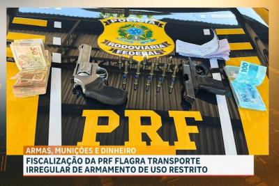 PRF apreende armas de fogo e munições no km 260 da BR-010 em Imperatriz, no MA