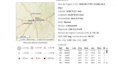 Tremor de terra é registrado na Grande Belo Horizonte; não há relatos de feridos
