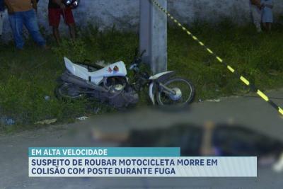 Suspeito de roubar motocicleta morre após colisão com poste durante fuga