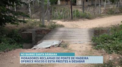 Ponte de madeira representa riscos à segurança de motoristas e pedestres no bairro Santa Bárbara