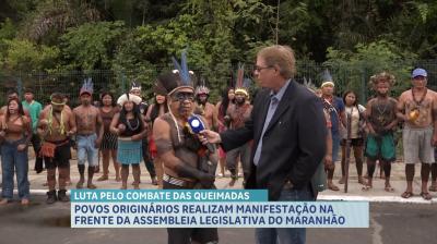 Povos originários realizam protesto na frente da Assembleia Legislativa do Maranhão, em São Luís