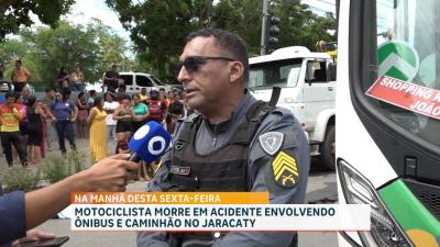 Motociclista morre em acidente envolvendo ônibus e caminhão no Jaracaty