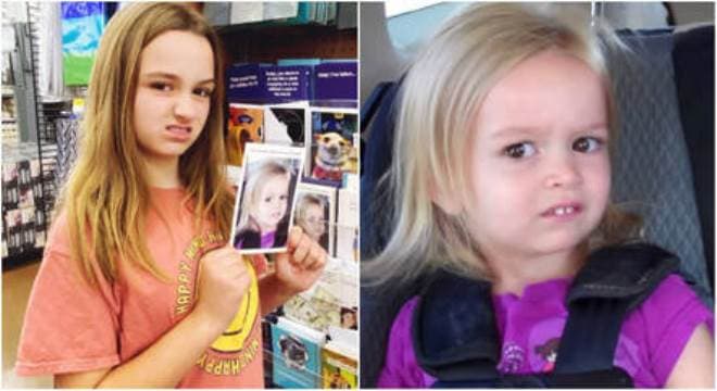 veja como está Chloe Clem, a menina que virou meme com olhar desconfiado