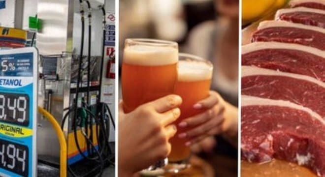 Cerveja e combustíveis ficam mais caros, mas picanha barateia
