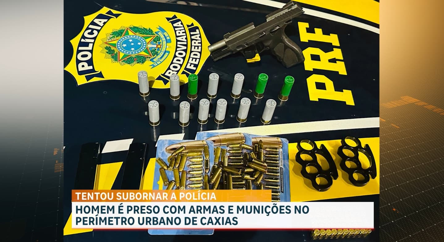 PRF prende homem com arma e grande quantidade de munições na BR-316, em Caxias