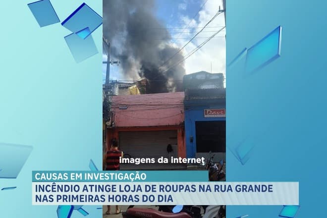 Incêndio atinge loja de roupas na Rua Grande e mobiliza Corpo de Bombeiros