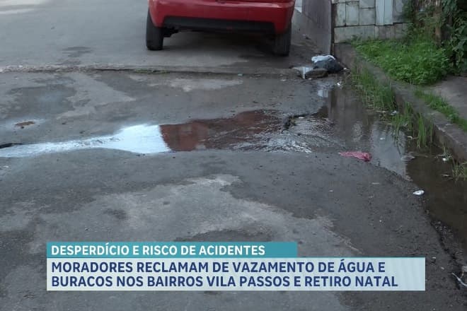Moradores reclamam de vazamento e buracos em Vila Passos e Retiro Natal