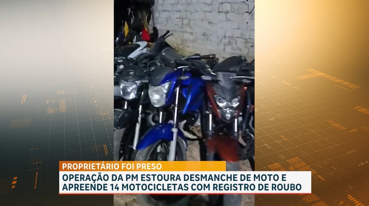 PM apreende 14 motocicletas com registro de roubo; suspeito é preso