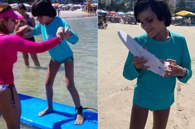 Menino cego aprende a surfar e ganha 'foto 3D' do momento