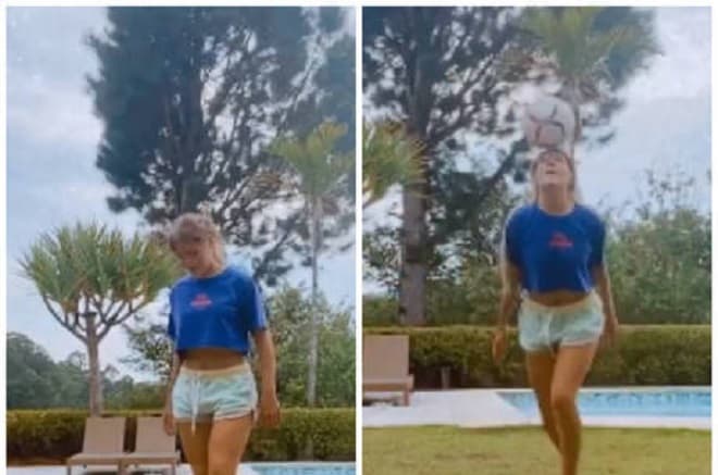 Luísa Sonza faz embaixadinha na nova casa: 'Sou muito ruim'