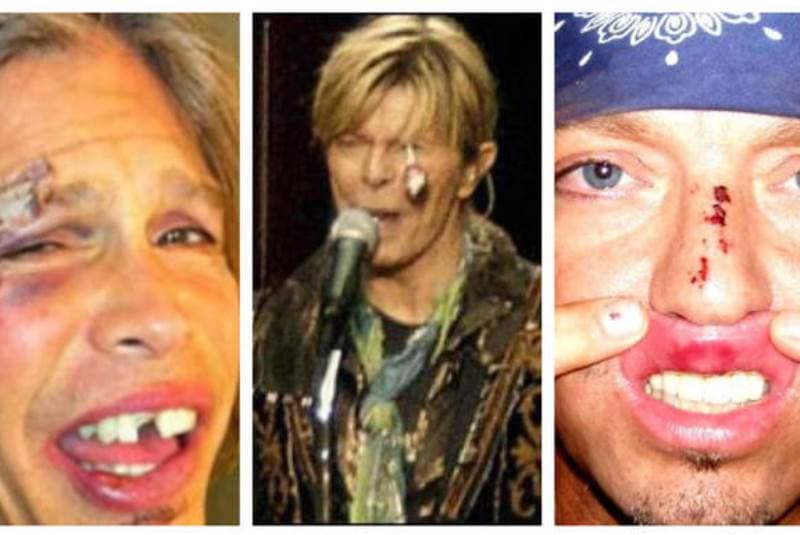 rostos de Steve Tyler, David Bowie e Eminem