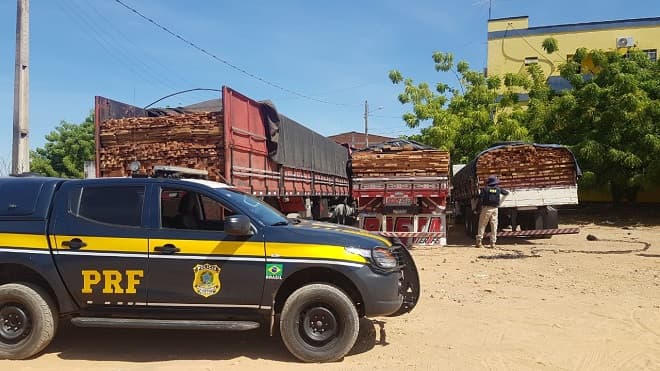 Operação apreende sete caminhões com madeira irregular no MA