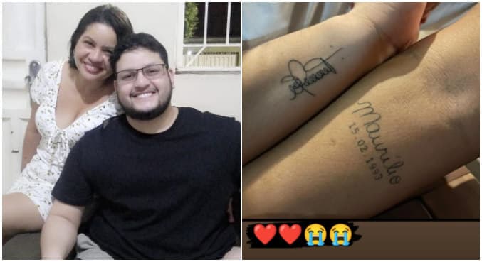 Mãe de Maurílio exibe tatuagem em homenagem ao filho
