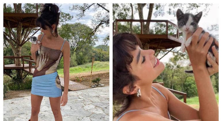 Bruna Marquezine adota gata com Enzo, que dispara: 'Nossa filha'