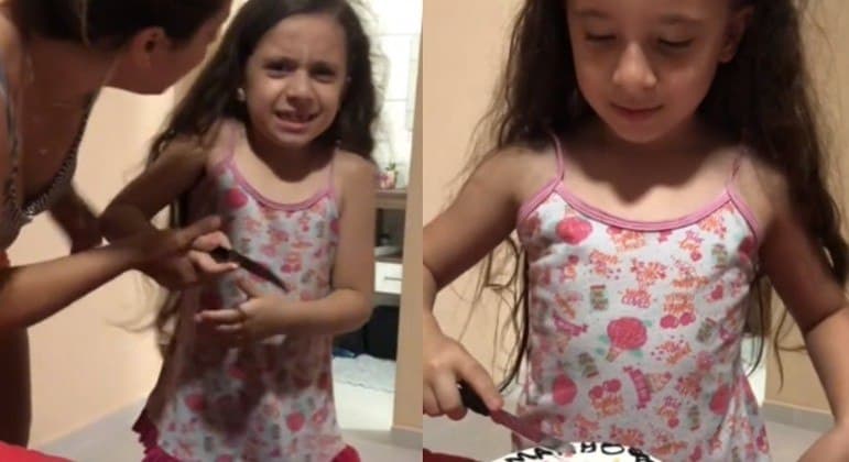 Menina de 8 anos faz barraco na hora de cortar bolo de aniversário e viraliza