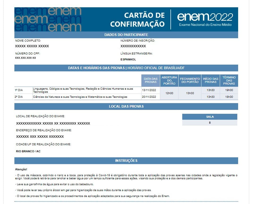 Saiba acessar o cartão de confirmação do Enem 2022