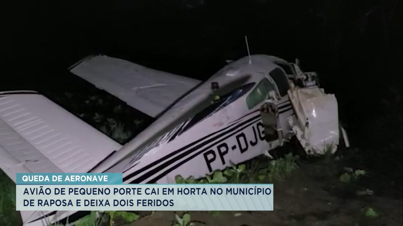 Raposa: avião cai em horta e deixa duas pessoas feridas