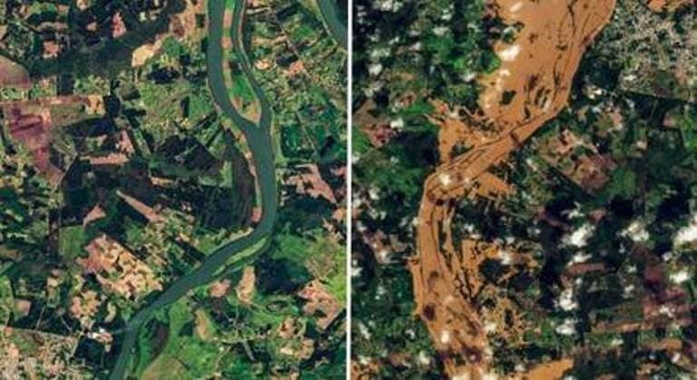 Imagens de satélite mostram alcance da destruição do ciclone no RS