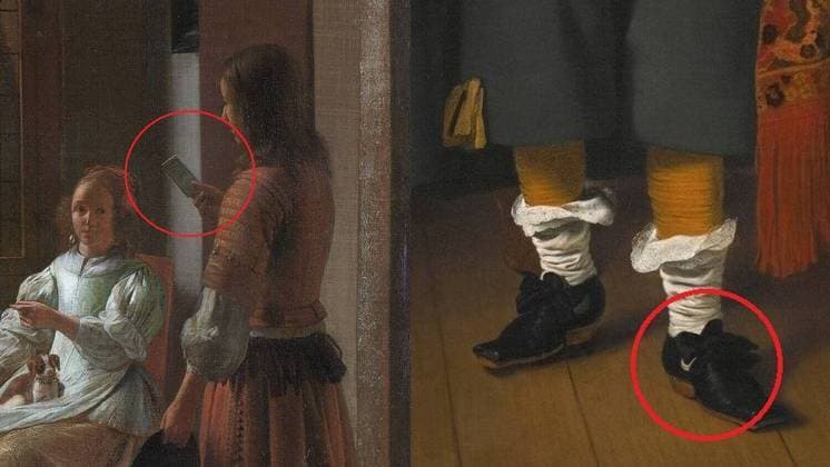 Investigadores afirmam que pinturas de séculos atrás mostram iPhone e tênis Nike
