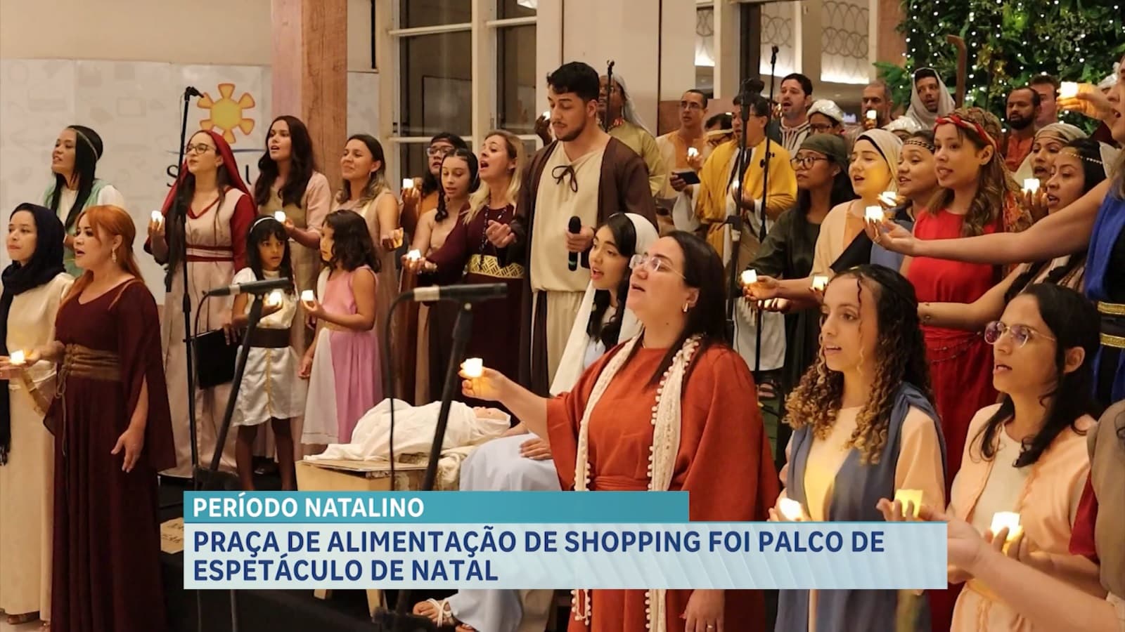 Praça de alimentação de shopping foi palco de espetáculo de natal