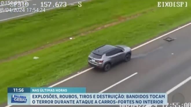 Bandidos aterrorizam durante ataque a carros-fortes no interior de SP